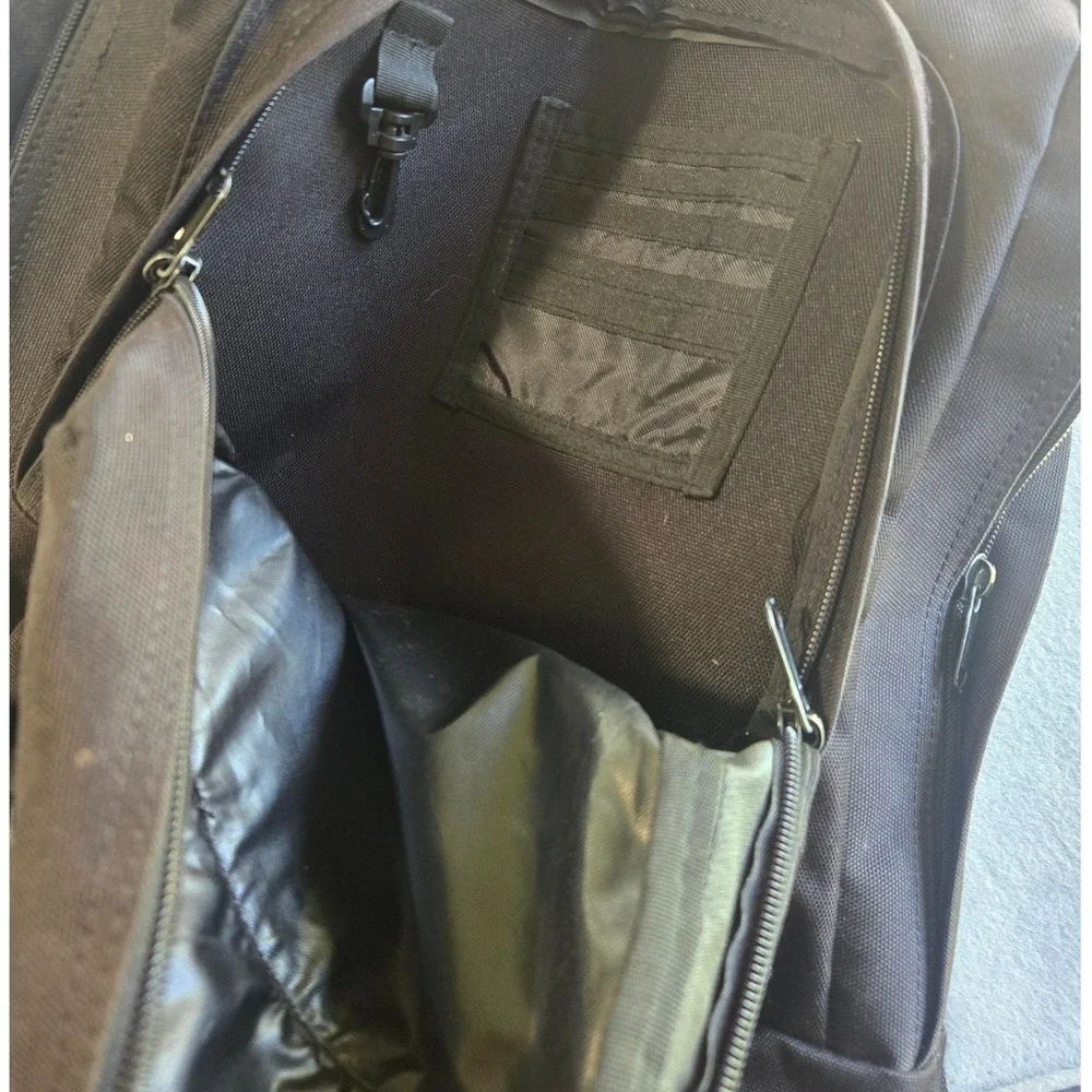 Unbranded Backpack Mens OS Black Canvas Utility‎ Multi Pocket Padded Straps